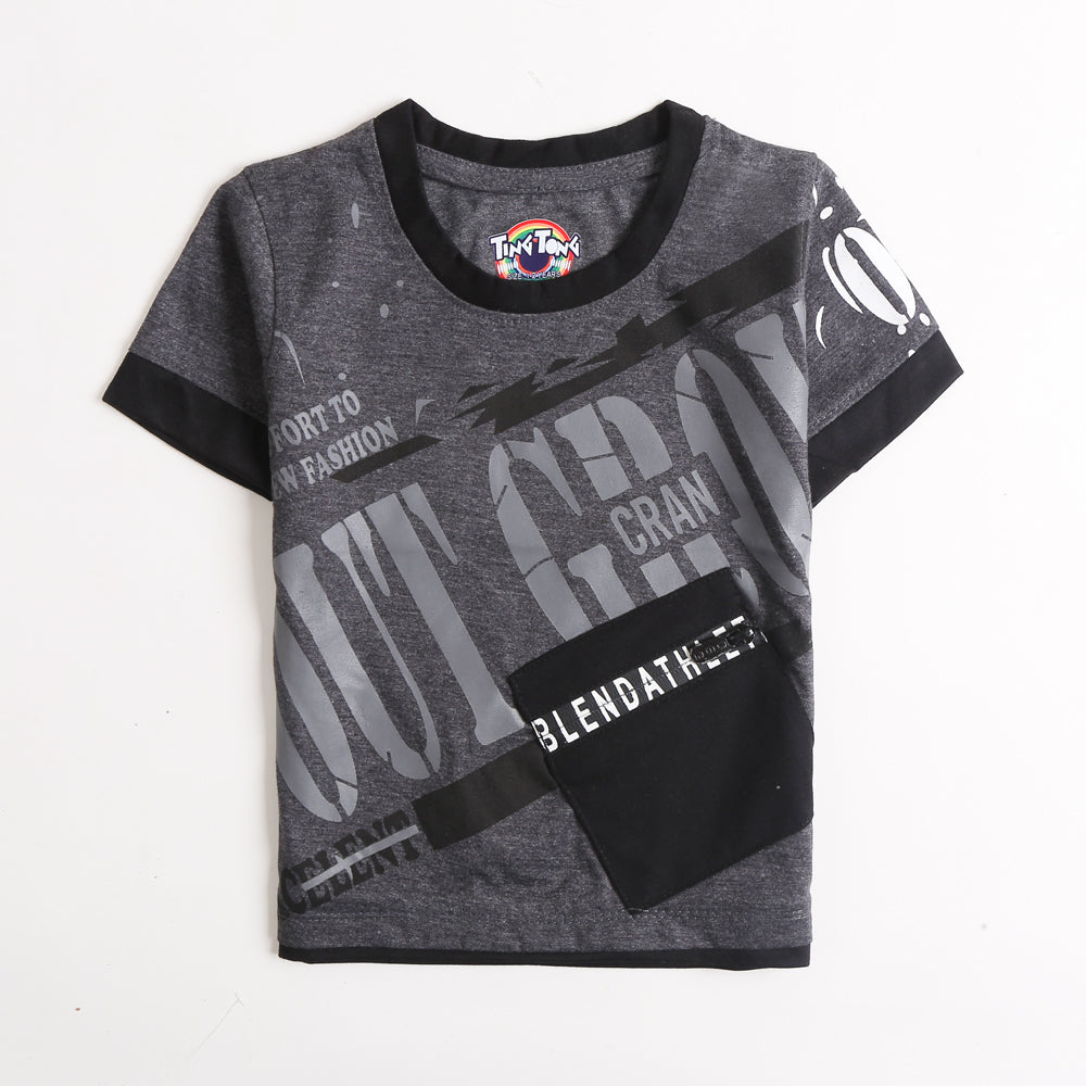 Boys Half Sleeves T-Shirt - Grey (CW17303)