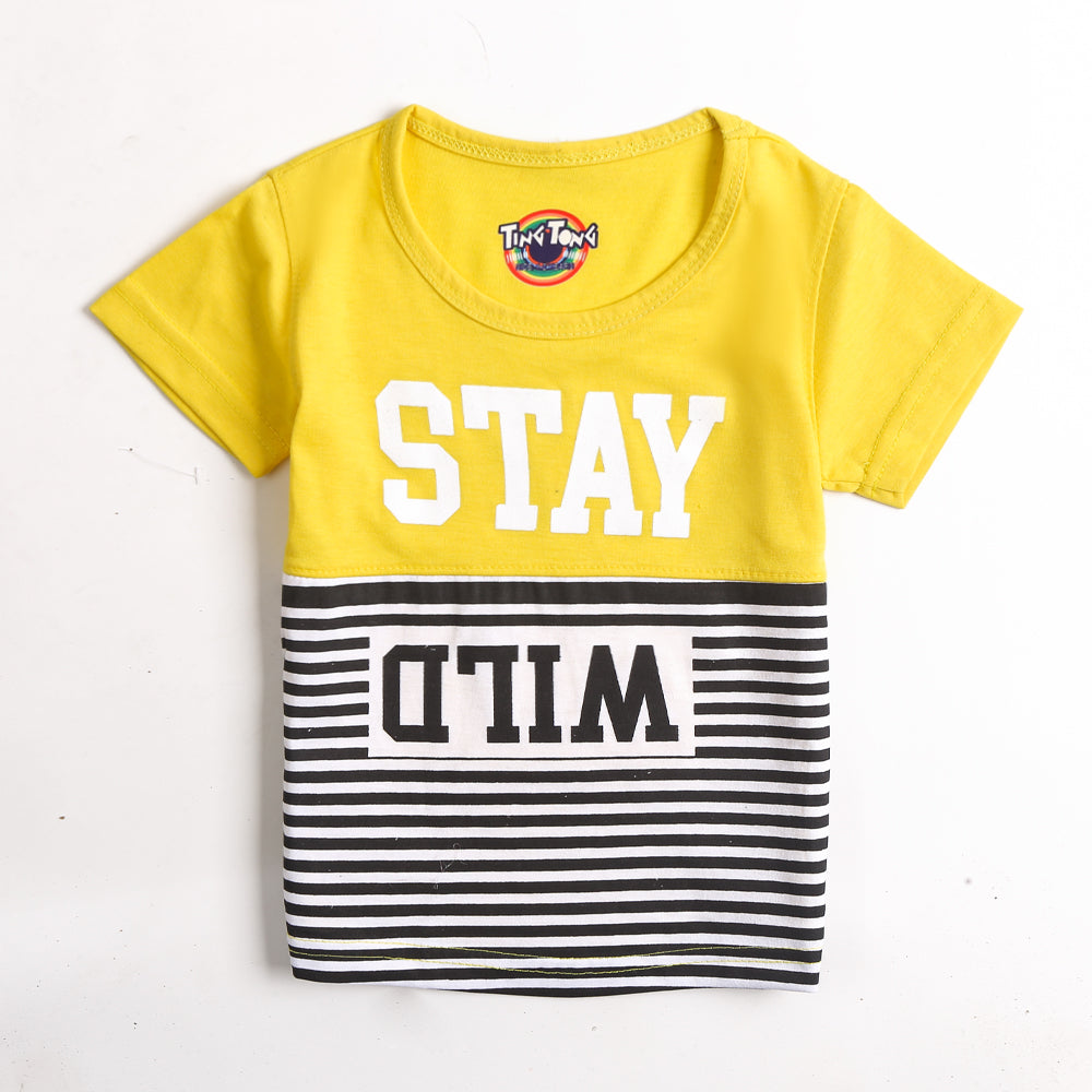 Boys Half Sleeves T-Shirt - Yellow (CW17303)
