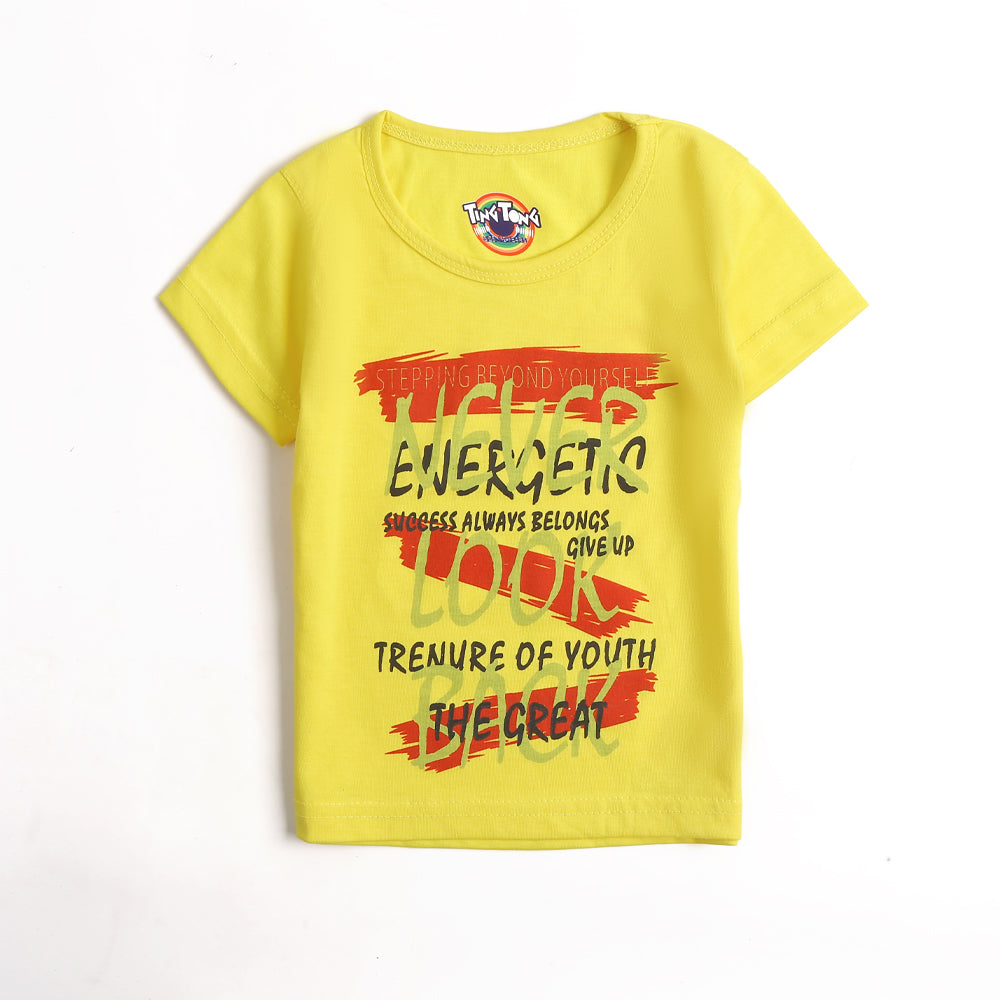 Boys Half Sleeves T-Shirt - Yellow (CW17308)