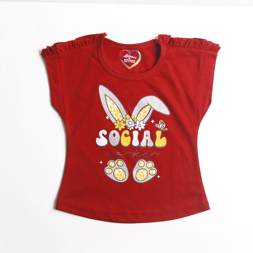 Girls Sleeveless T-Shirt Red (CW17304)