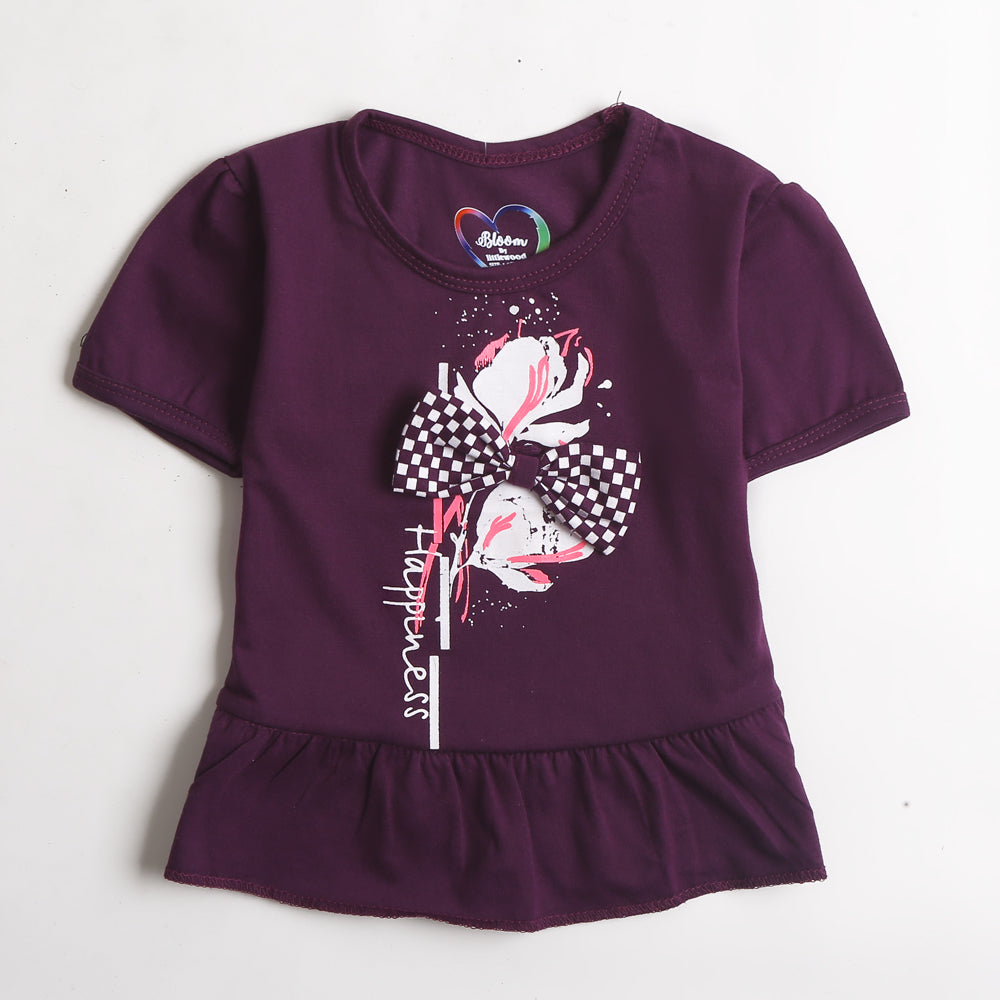 Girls Half Sleeves T-Shirt Purple (CW17304)