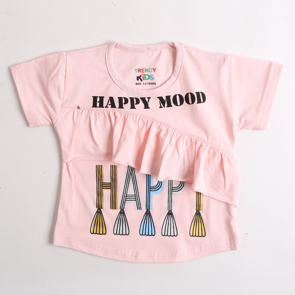 Girls Half Sleeves T-Shirt Pink (CW17305)