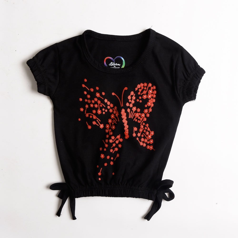 Girls Half Sleeves T-Shirt Black (CW17302)