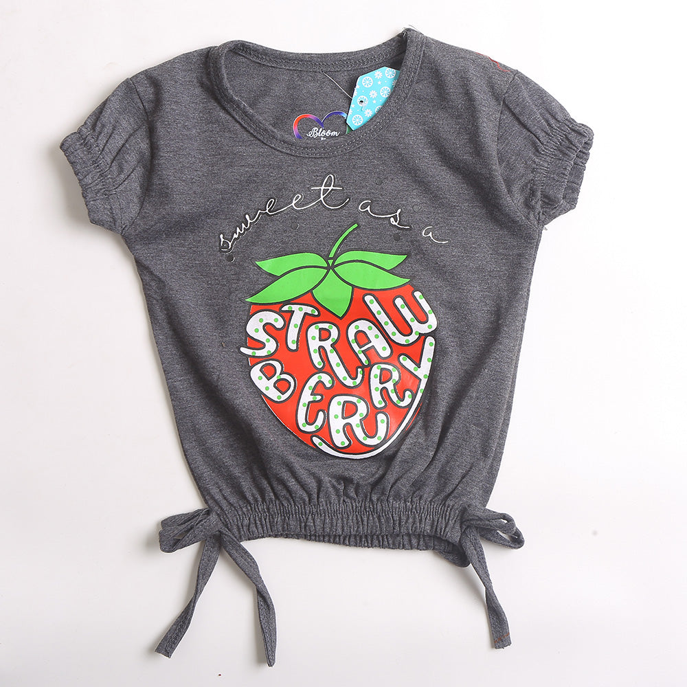 Girls Half Sleeves T-Shirt Grey (CW17302)