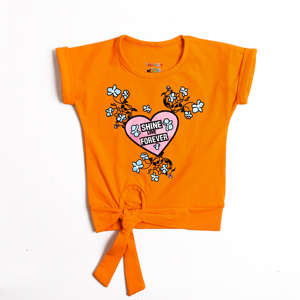 Girls Half Sleeves T-Shirt Orange (CW17305)