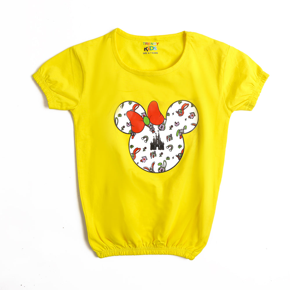 Girls Half Sleeves T-Shirt Yellow (CW17305)