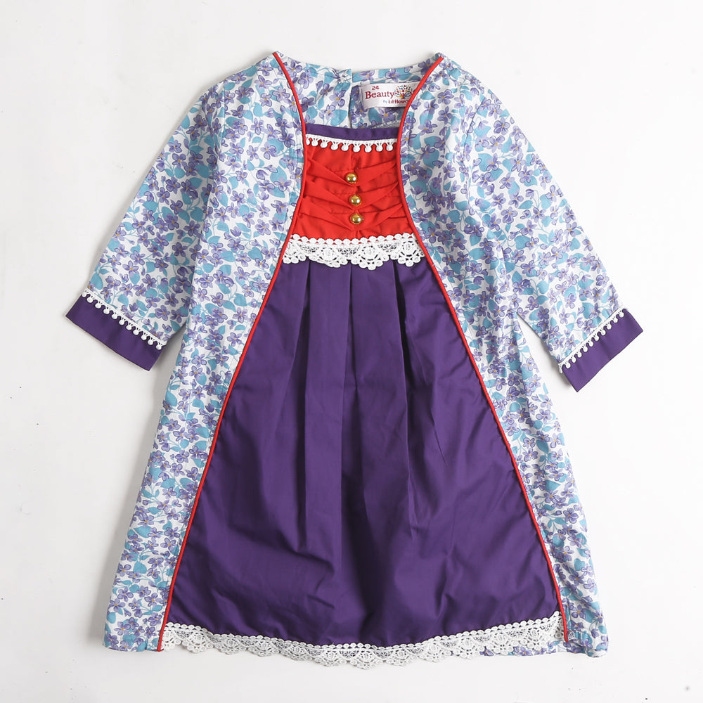 Girls Printed Cotton Kurti - Purple (CM01269)